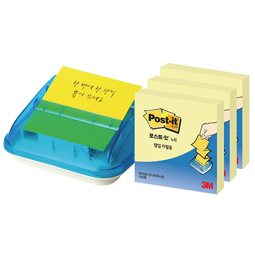 포스트잇 3M 문구 디스펜서+팝업리필 C-4214(노랑) 1/SET C1572887