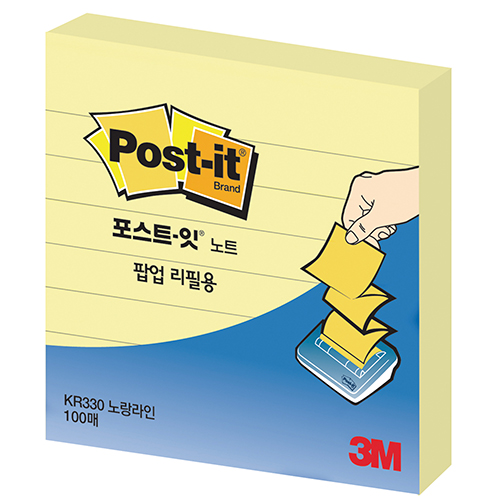 포스트잇 3M 문구 KR-330(노랑라인) 팝업리필 20/EA C1572911