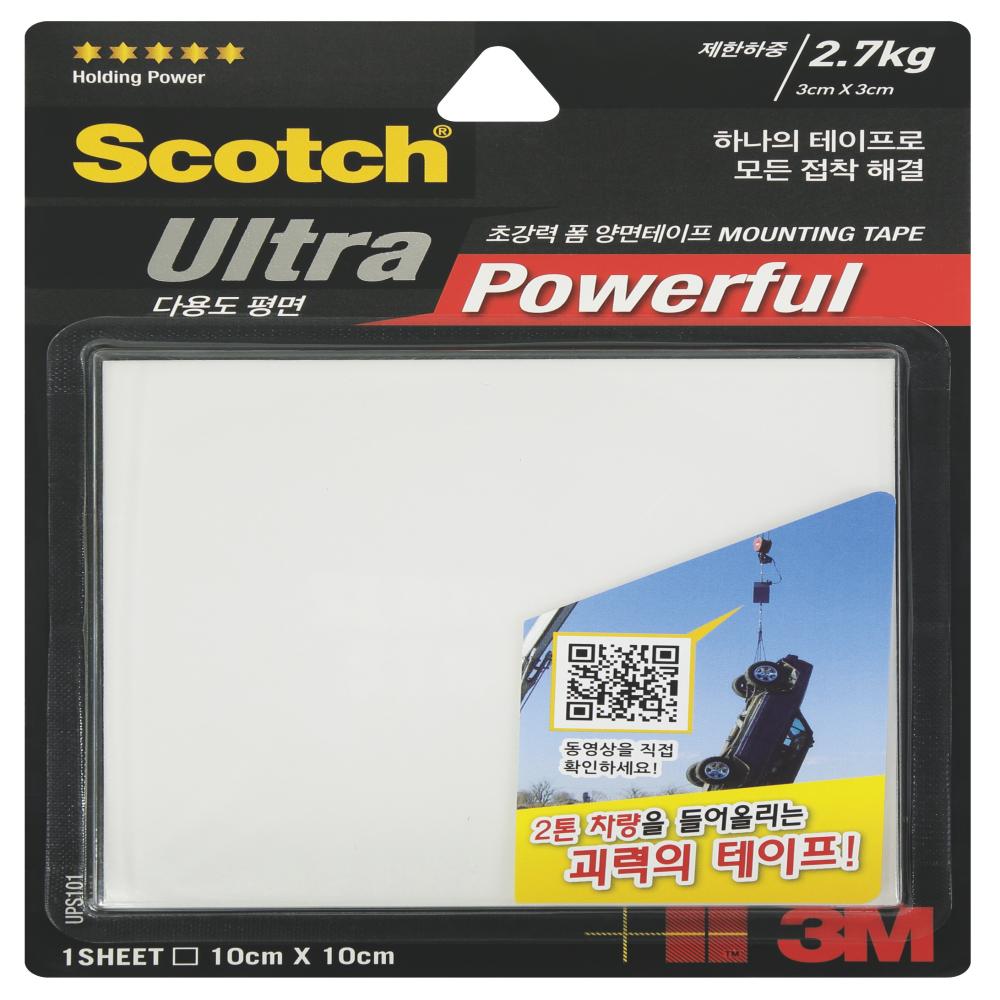 초강력 다용도 폼 양면테이프 3M 생활용품 (#UPS101)1.1mm x 100mm x 100mm 1/EA W8402985